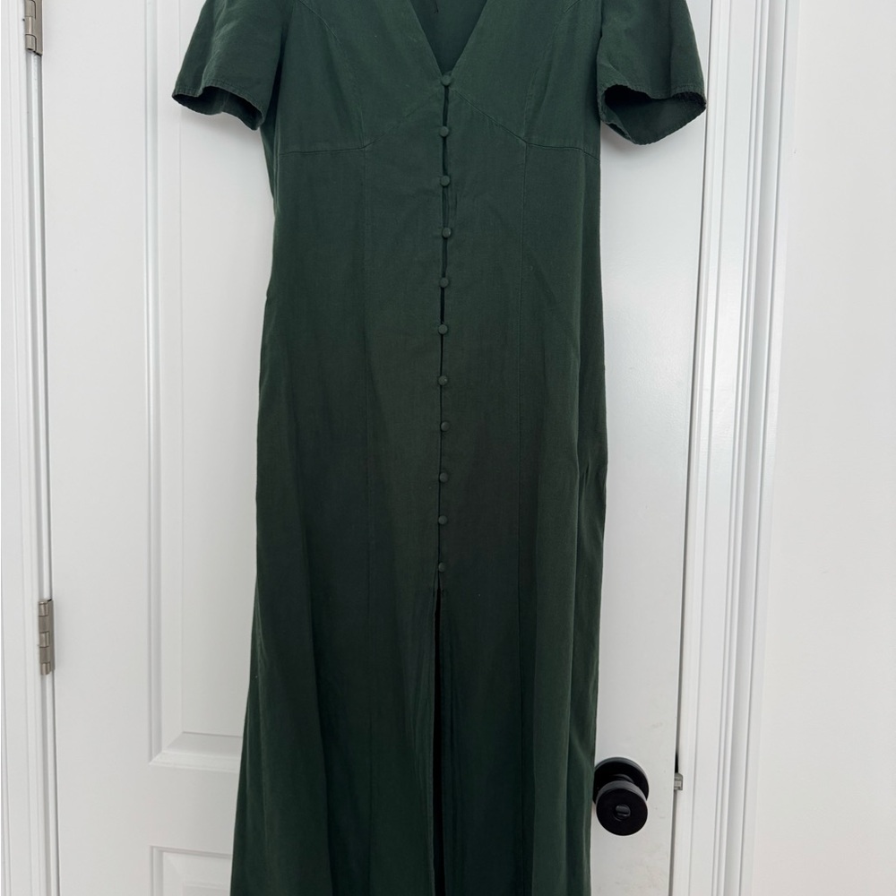 Zara Green Puff Sleeve Sheath Dress